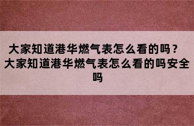 大家知道港华燃气表怎么看的吗？ 大家知道港华燃气表怎么看的吗安全吗